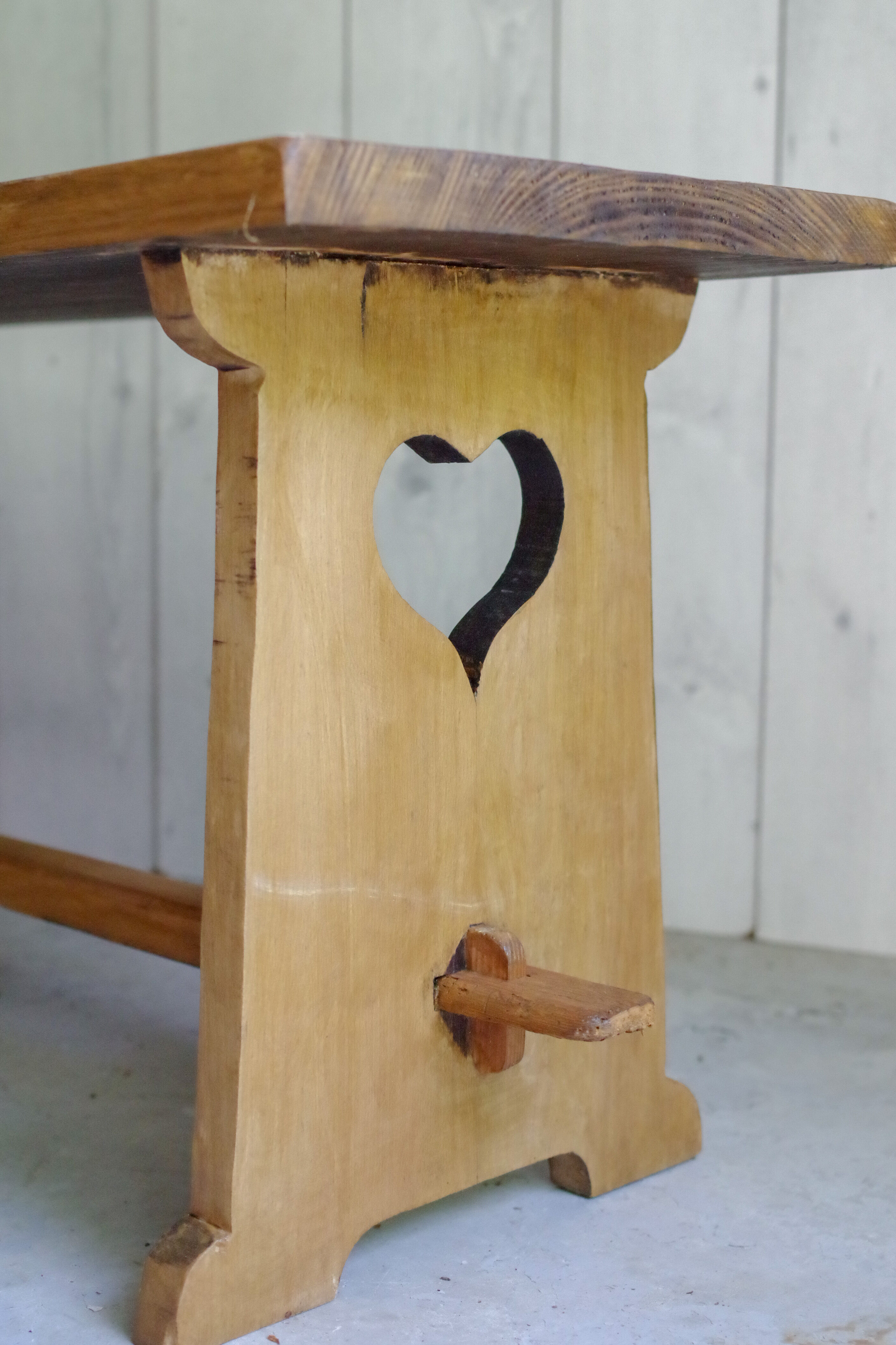 Old cottage bench in solid wood