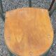 Set of 7 metal chairs by René Herbst with wooden seats.