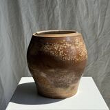 Grand pot à couvercle en grès ovale H24