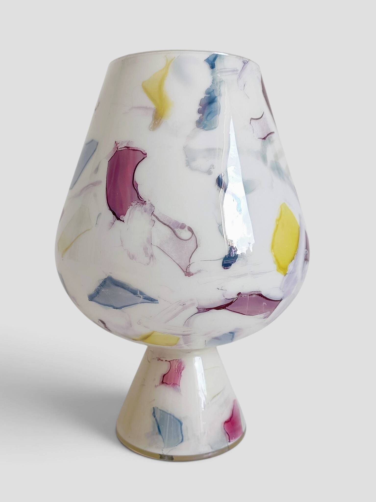 Postmodern Italian Murano Art Glass Chalice, Abstract Decoration, 1980s