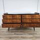 1950s six-drawer chest of drawers with glass top