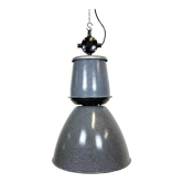 Lampe d’usine industrielle en émail gris d’Elektrosvit, années 1960