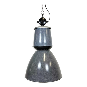 Lampe d’usine industrielle en émail gris d’Elektrosvit, années 1960