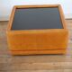 black leather and glass coffee table, vintage design
