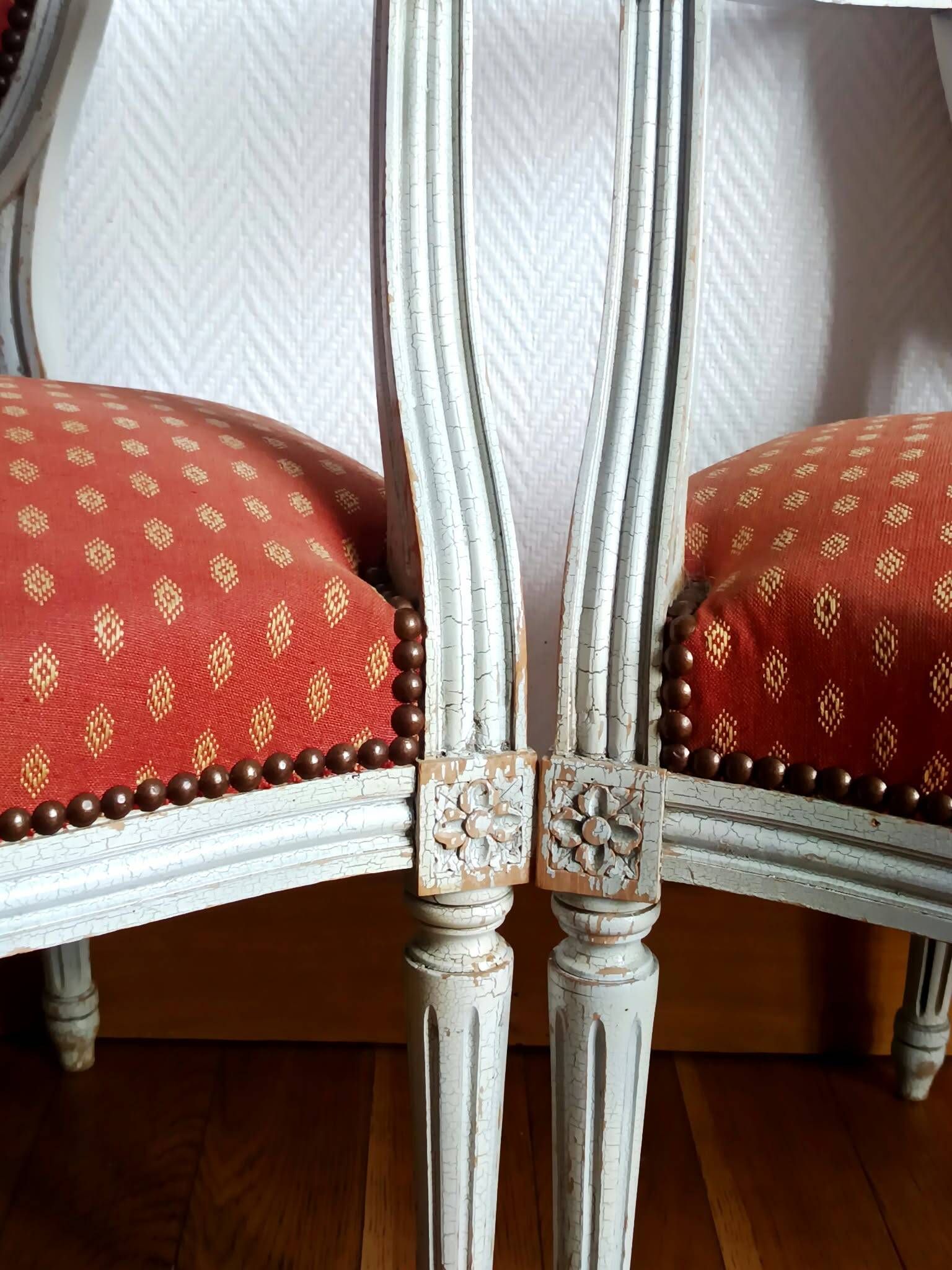 Pair of Louis XVI medallion cabriolet armchairs