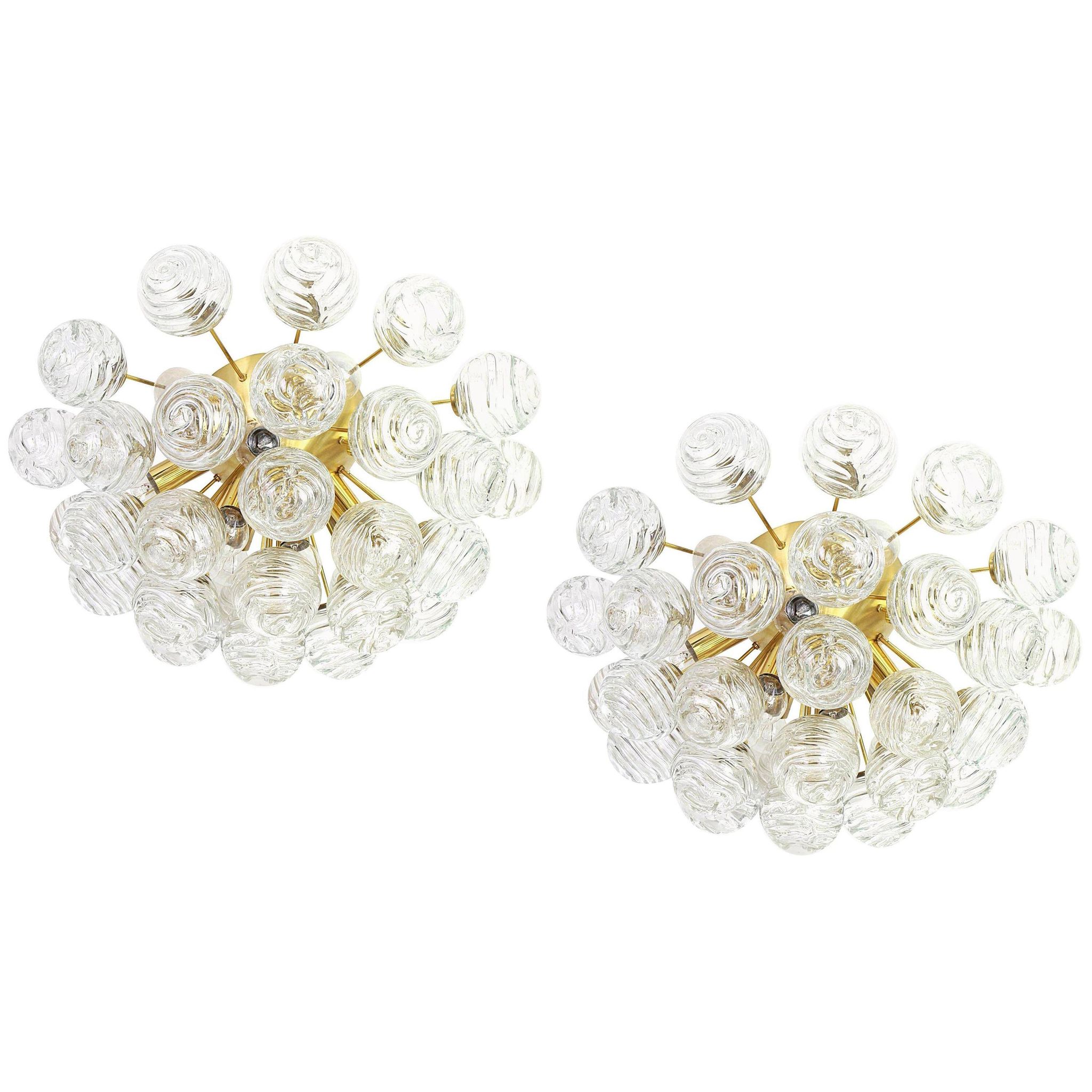 Spectacular Sputnik ceiling light with glass snowballs by Doria, Germany, 1970s