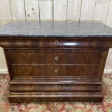 Commode époque Louis Philippe en acajou et placage d’acajou marbre gris vei