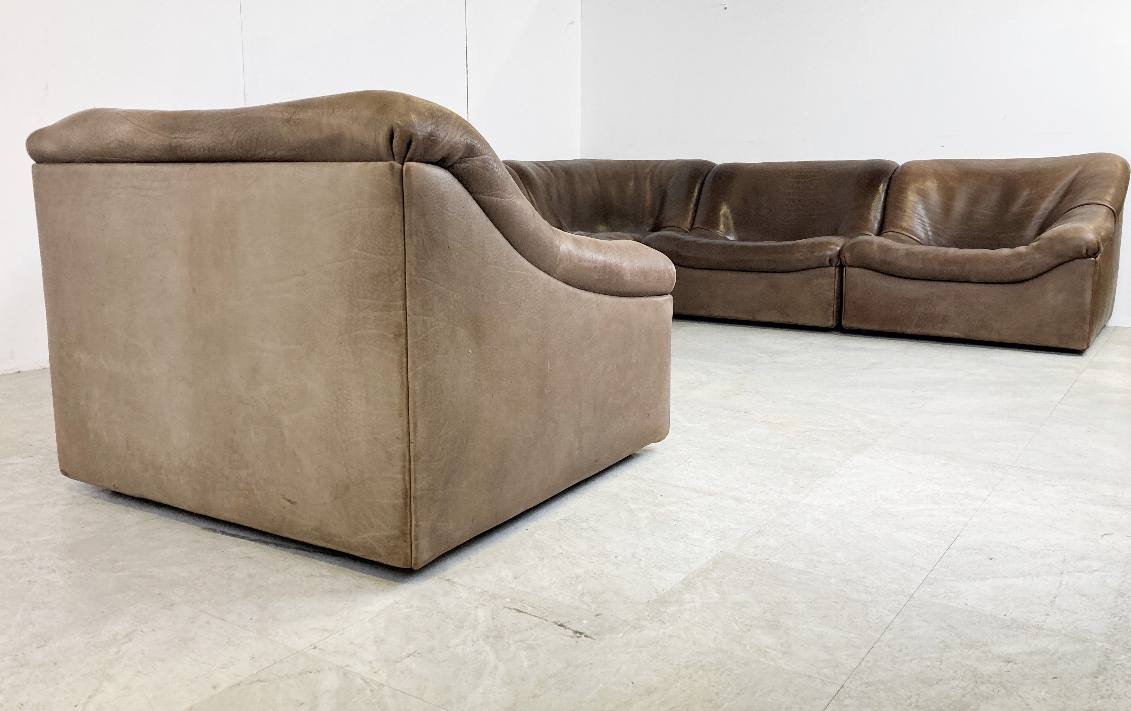 Vintage leather DS46 modular sofa by De Sede, 1970s