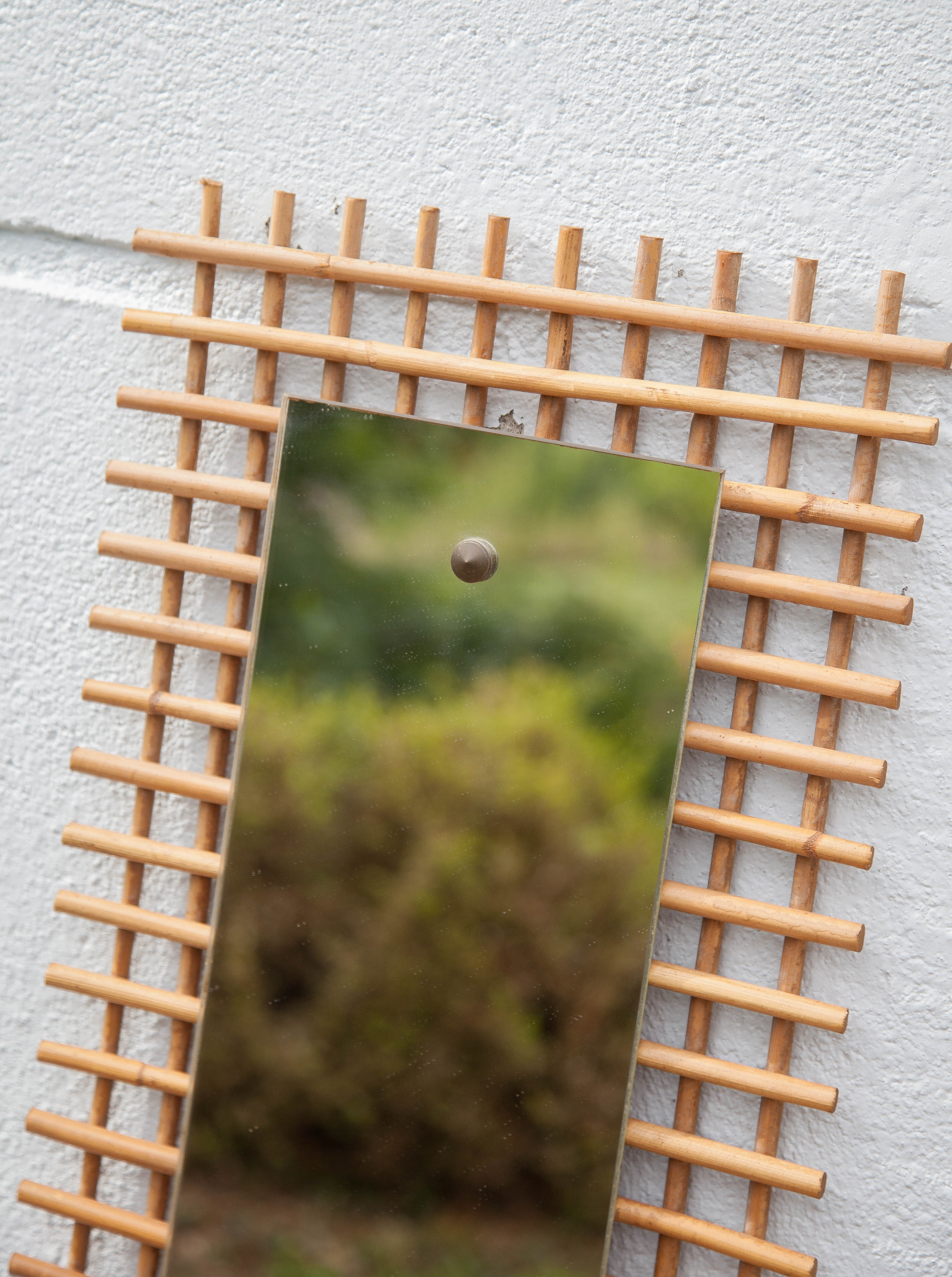 Vintage rattan mirror 33x80cm