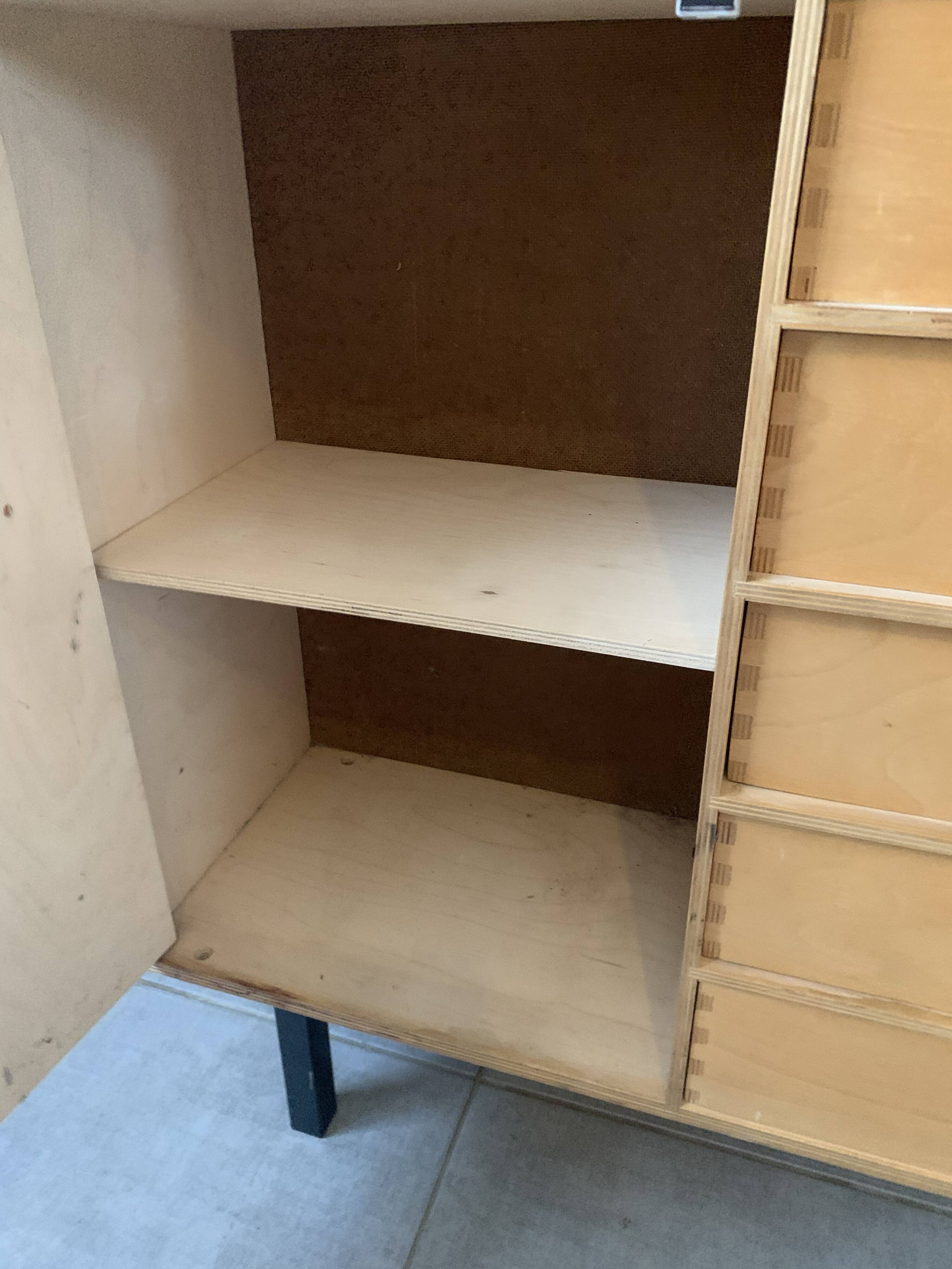 Vintage 20-drawer craft cabinet, 1960s in raw wood