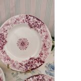 Set of 6 art nouveau plates KG Lunéville pink Lierre Écusson model
