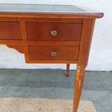 Desk, black leather top