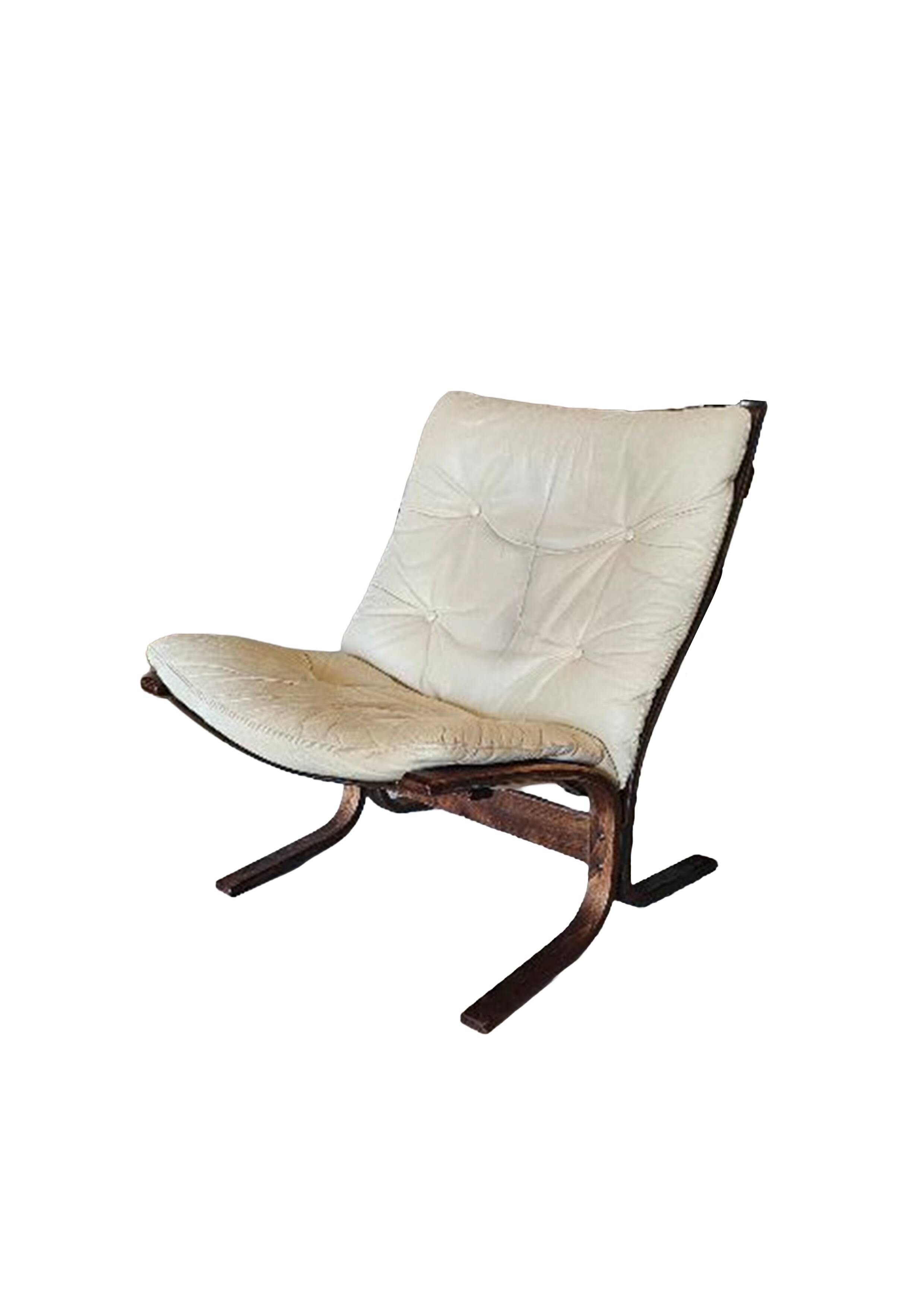 Scandinavian beige leather armchair "Siesta" by Ingmar Relling for Westnof