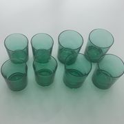 8 glasses in green glass with whisky, aperitif or water vintage 1970