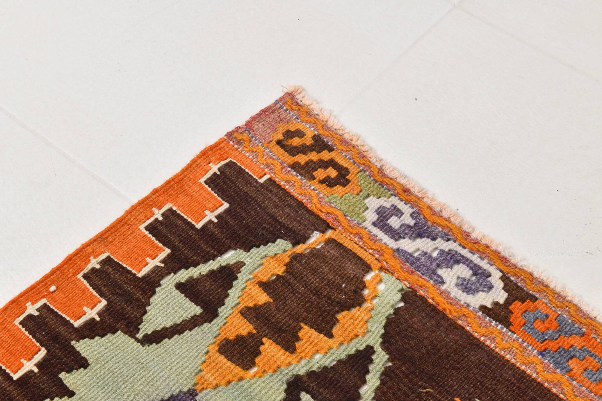 Red & Green Wide Turkish Runner Rug, 163x169cm
