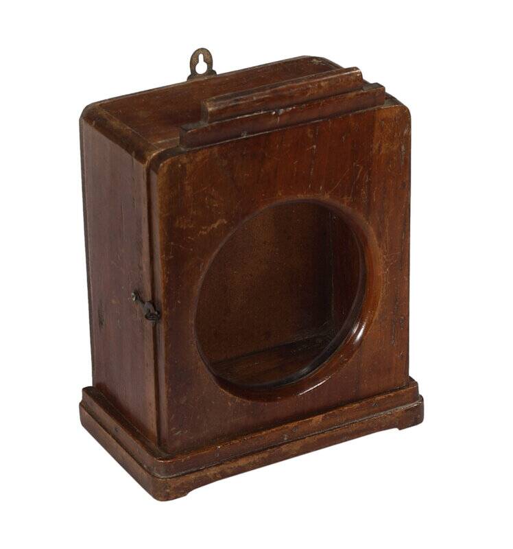 Small old wall display case clock box patina original india