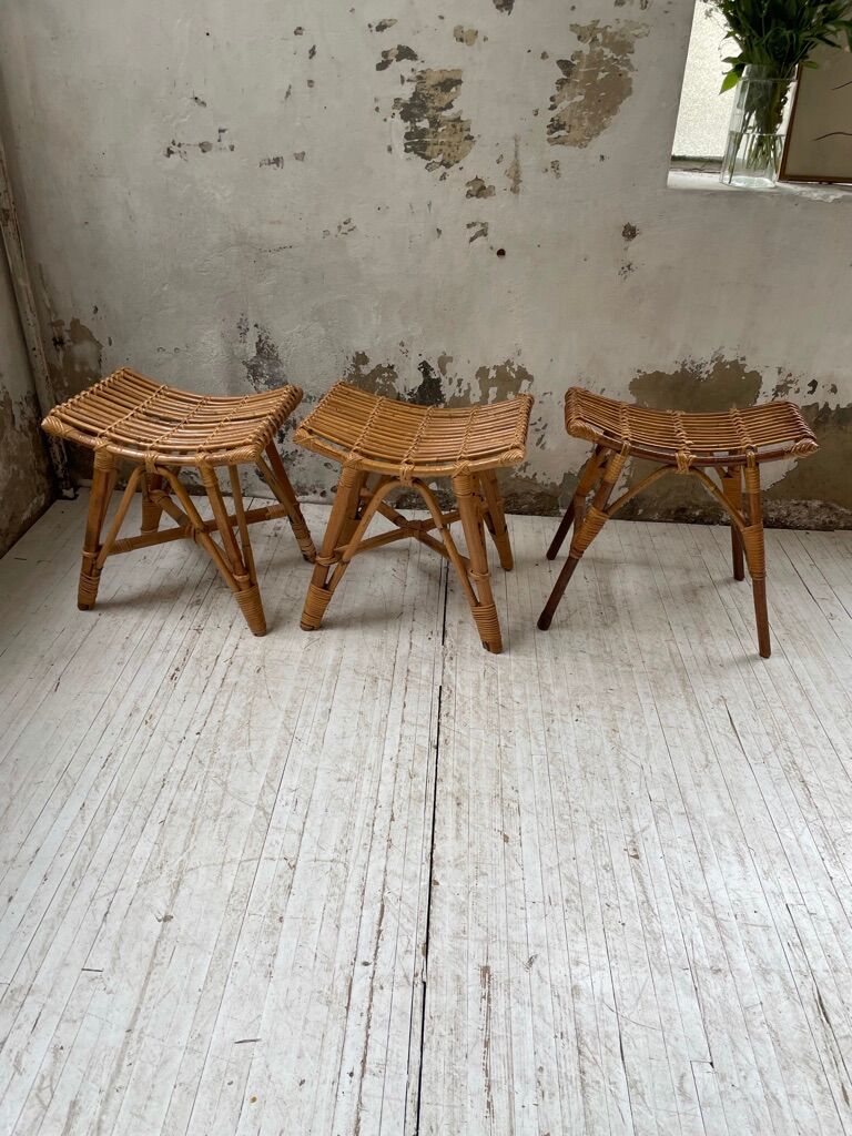 Set 3 rattan stools