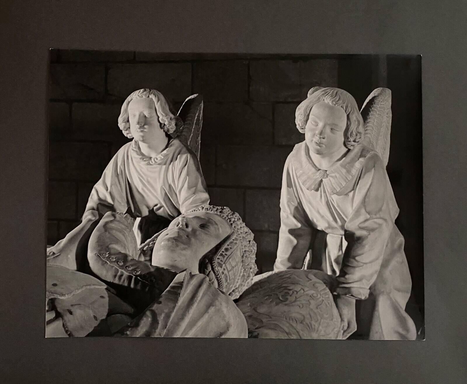 Vintage photograph by Bernard Darot, tomb of Francis II, two angels, 20th century
