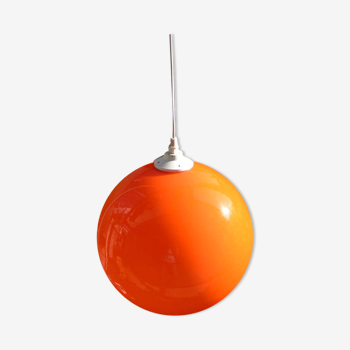 Suspension boule orange en opaline