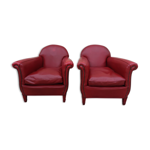 Paire de fauteuils club en simili