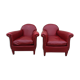 Paire de fauteuils club en simili cuir 1950
