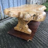 Handcrafted Brutalist coffee table in solid elm