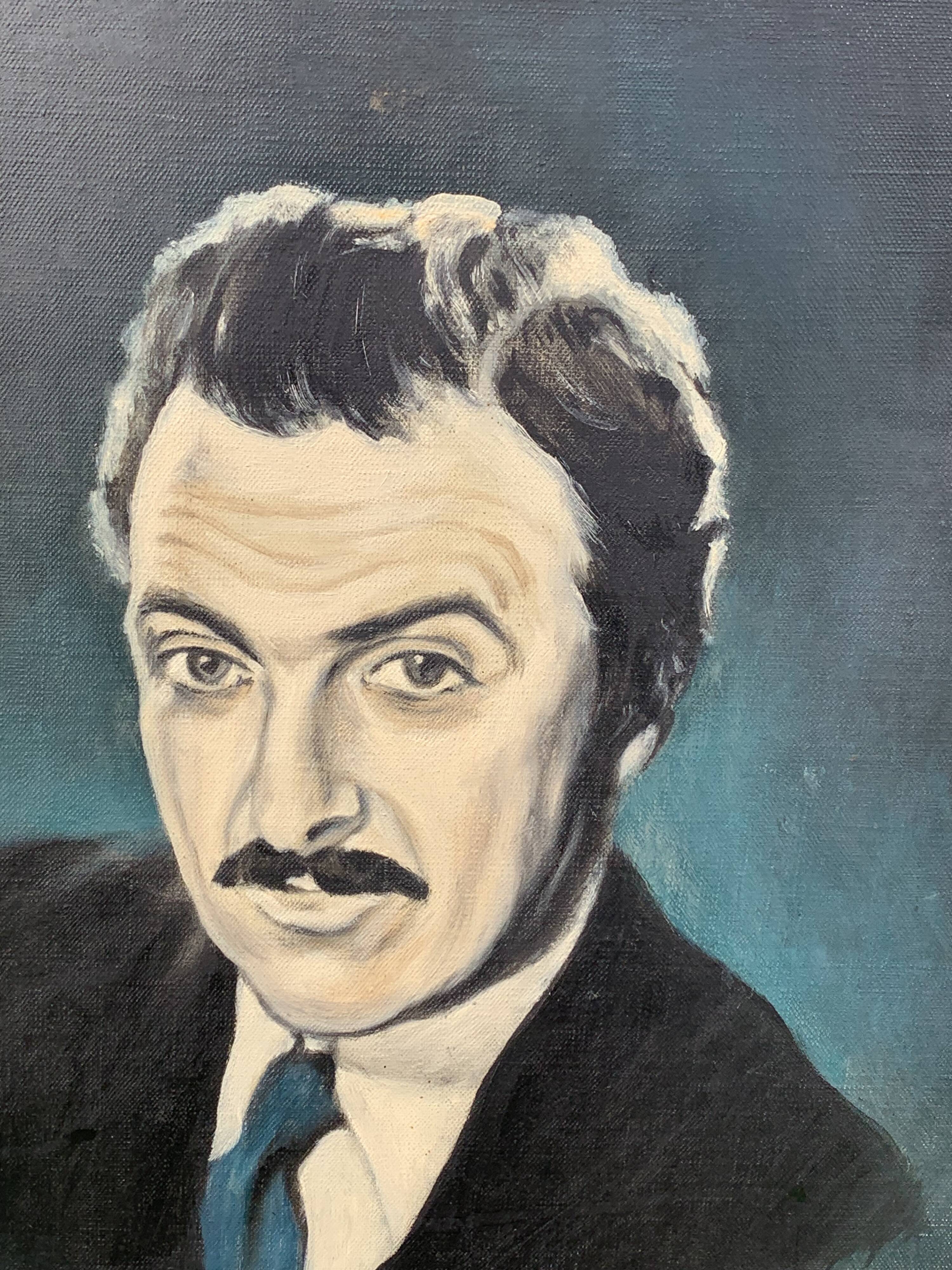 Painting, painting portrait of a man, vintage, circa 1960 unsigned, attributed to Roger Schmitt
