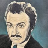 Painting, painting portrait of a man, vintage, circa 1960 unsigned, attributed to Roger Schmitt