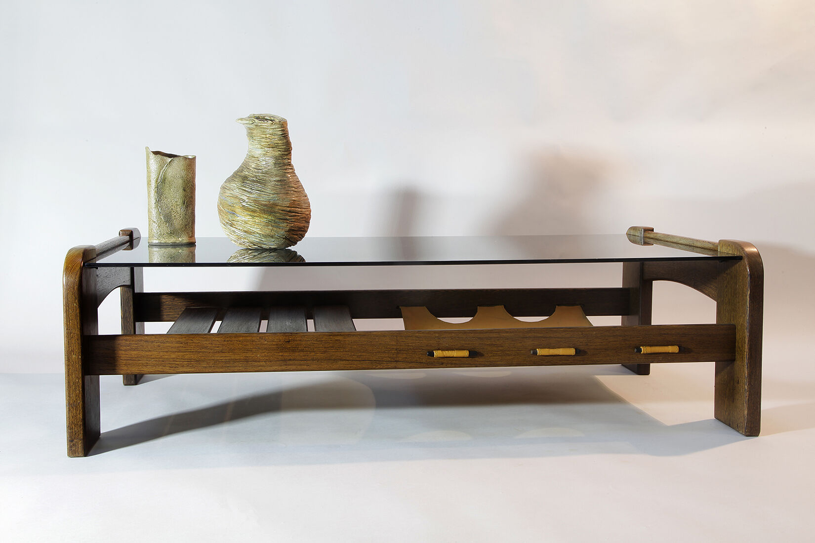 Percival Laver Vintage Wenge Glass Lectuur Holder Coffee Table, 70s