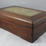 Chinese wooden box decorated with jade plates