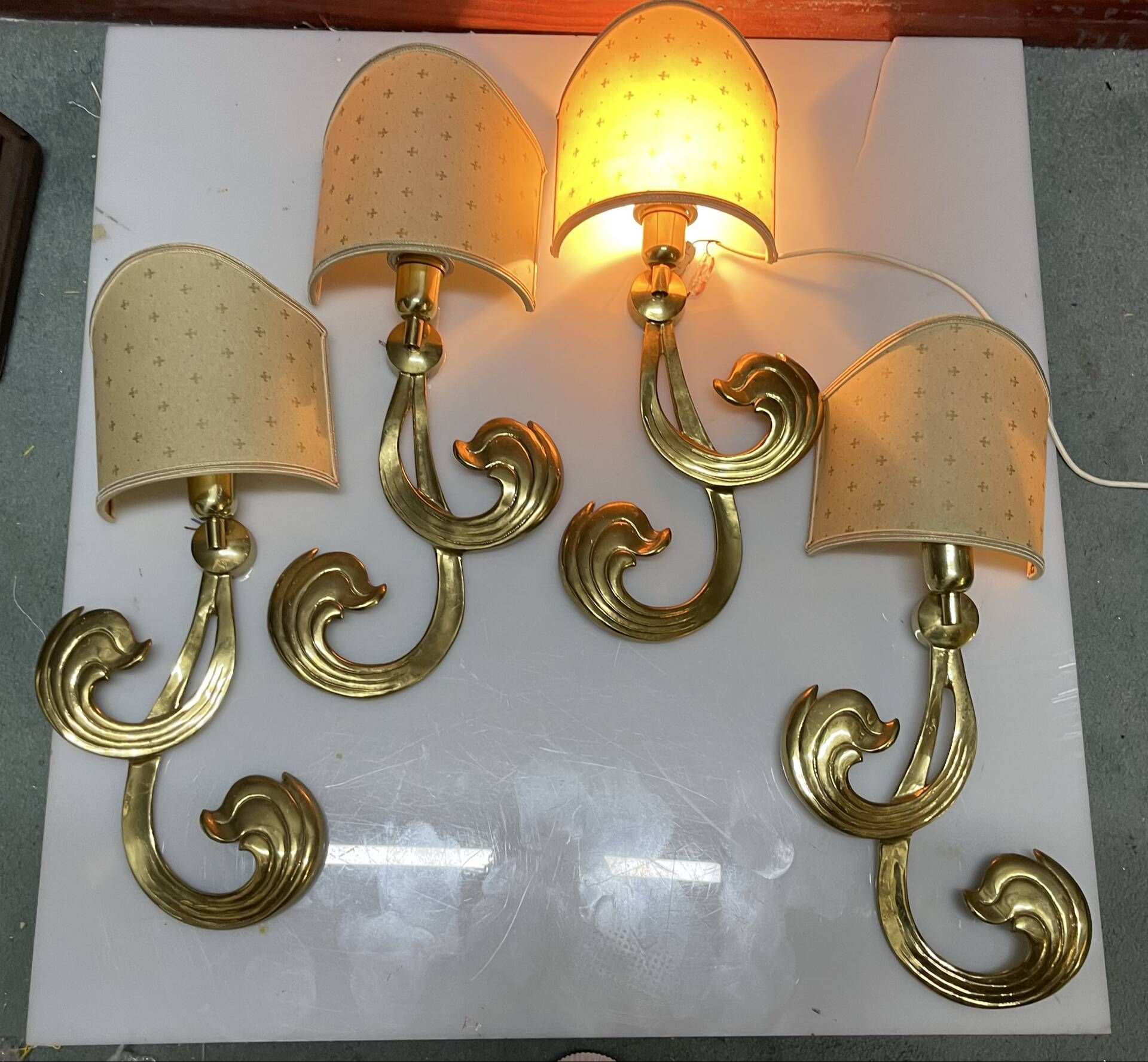 Large Brass Sconces Set of 4 by Hans Möller, Germany, 1960s