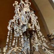 Italian Cut Crystal and Glass Beads Cage Chandelier, 1800s