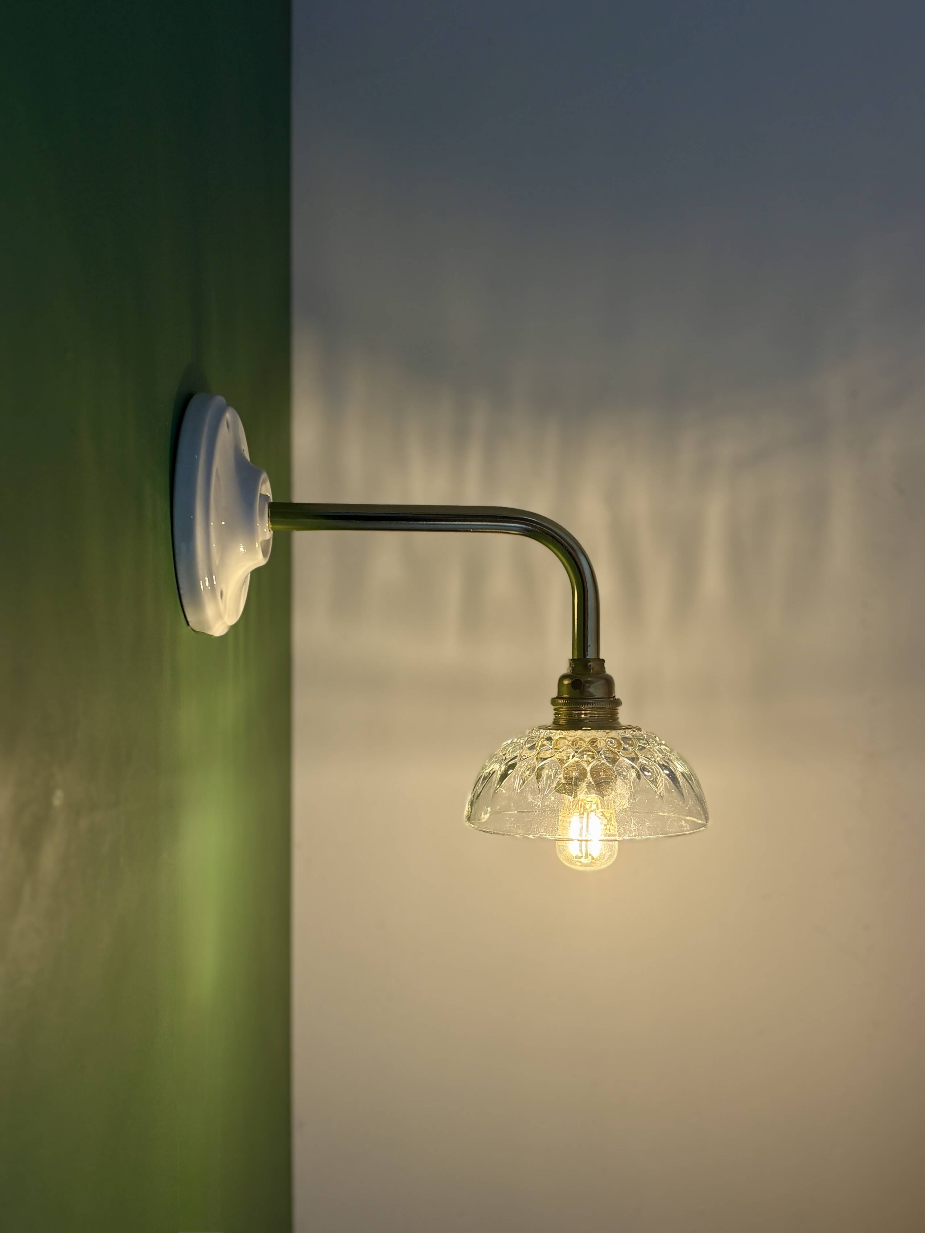 Vintage glass cut lampshade wall light - tableware collection -