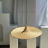 Large suspension, rattan luminaire in hat shape D:80cm