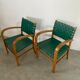 2 armchairs bridge vintage year 50 wood and vinyl