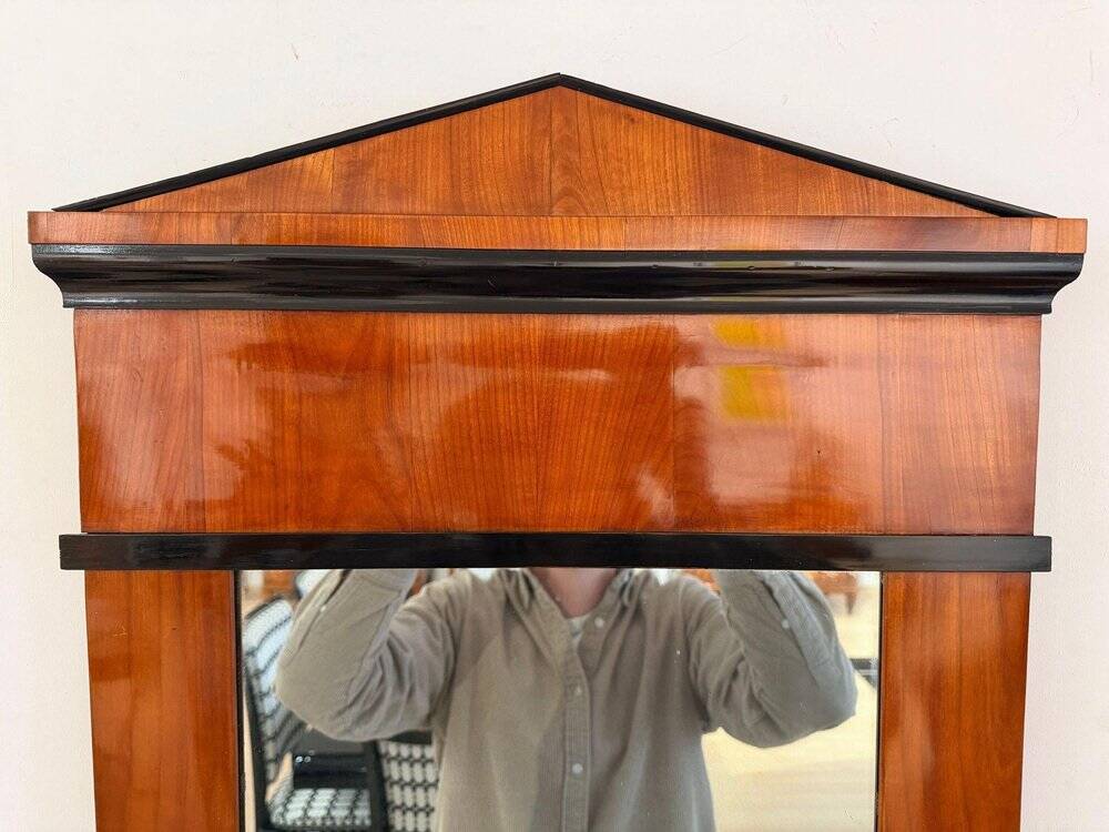Biedermeier wall mirror with ebonised cherry veneer, South Germany, 1820