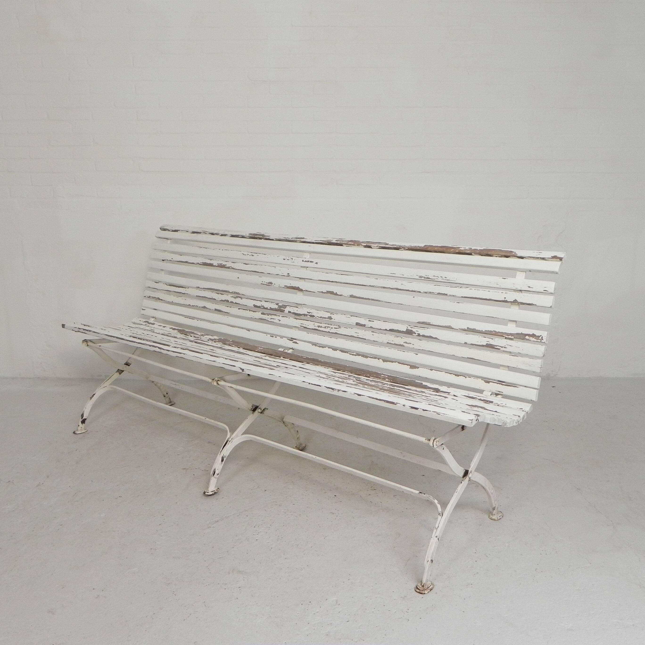 Garden bench, slatted bench, folding, 2 metres long, 1930s.
