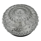 Molded glass ceiling light with spinning top relief