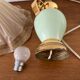 Lampe de chevet Vintage pied porcelaine vert et doré