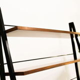 Scandinavian ladder shelves in teak and iron, Italy 50s