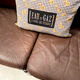 Scandinavian bench in chocolate leather