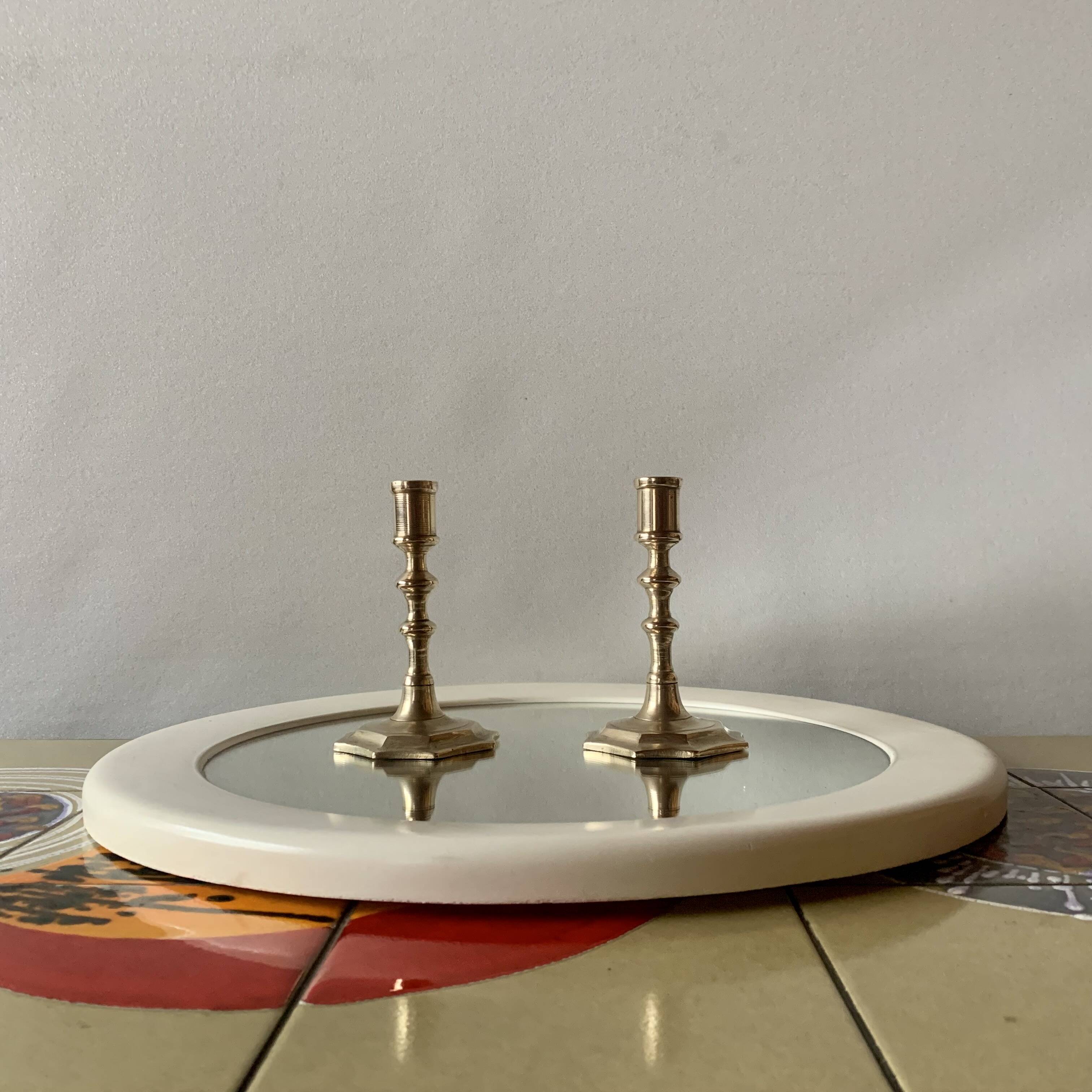 Pair of antique brass candlesticks