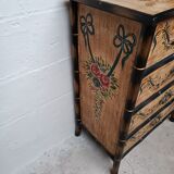 Venetian-style painted wood and bamboo chest of drawers