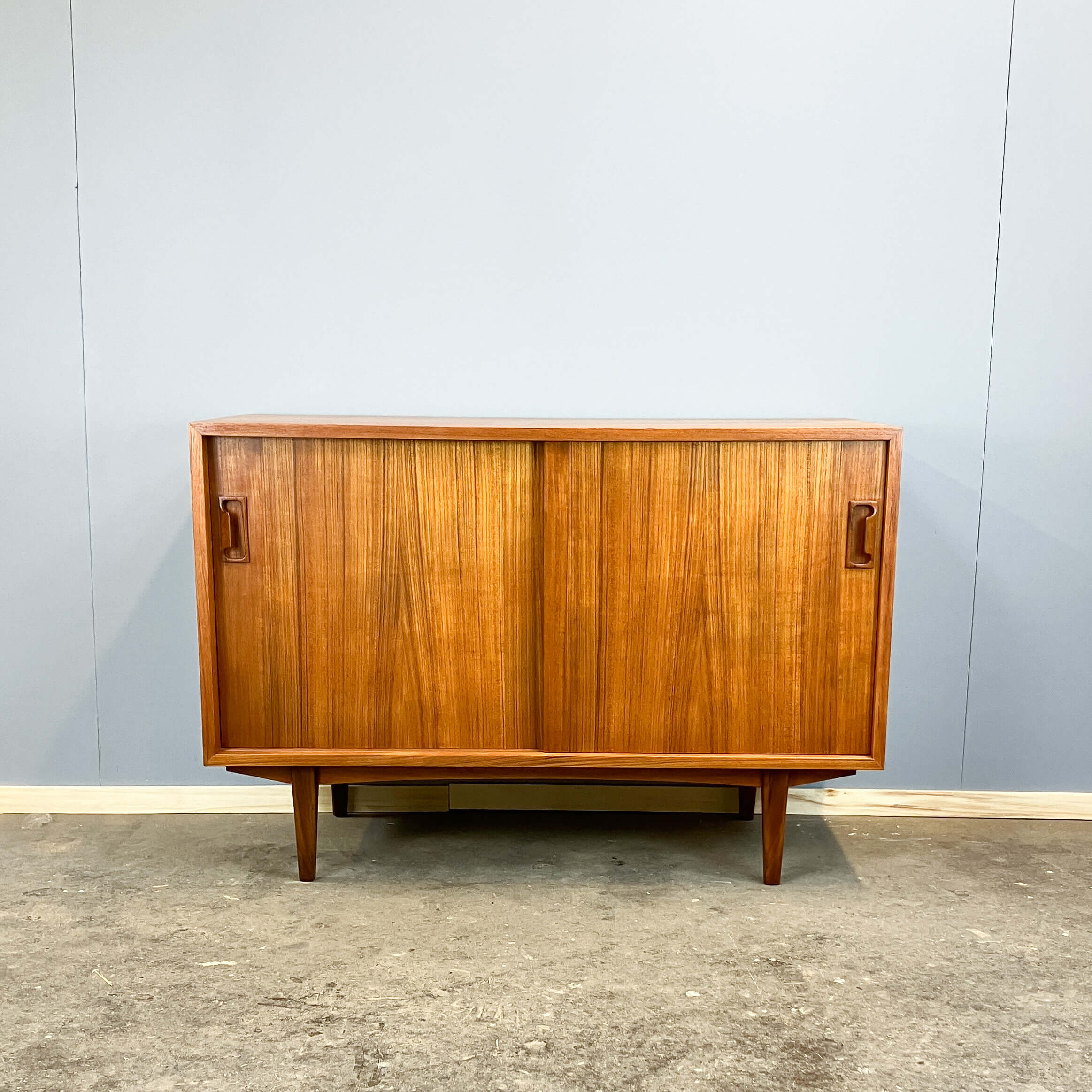 Small sideboard with sliding doors, teak, 1960s