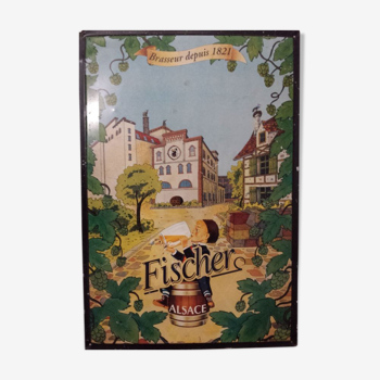 Plaque publicitaire décorative bière Fischer, Alsace