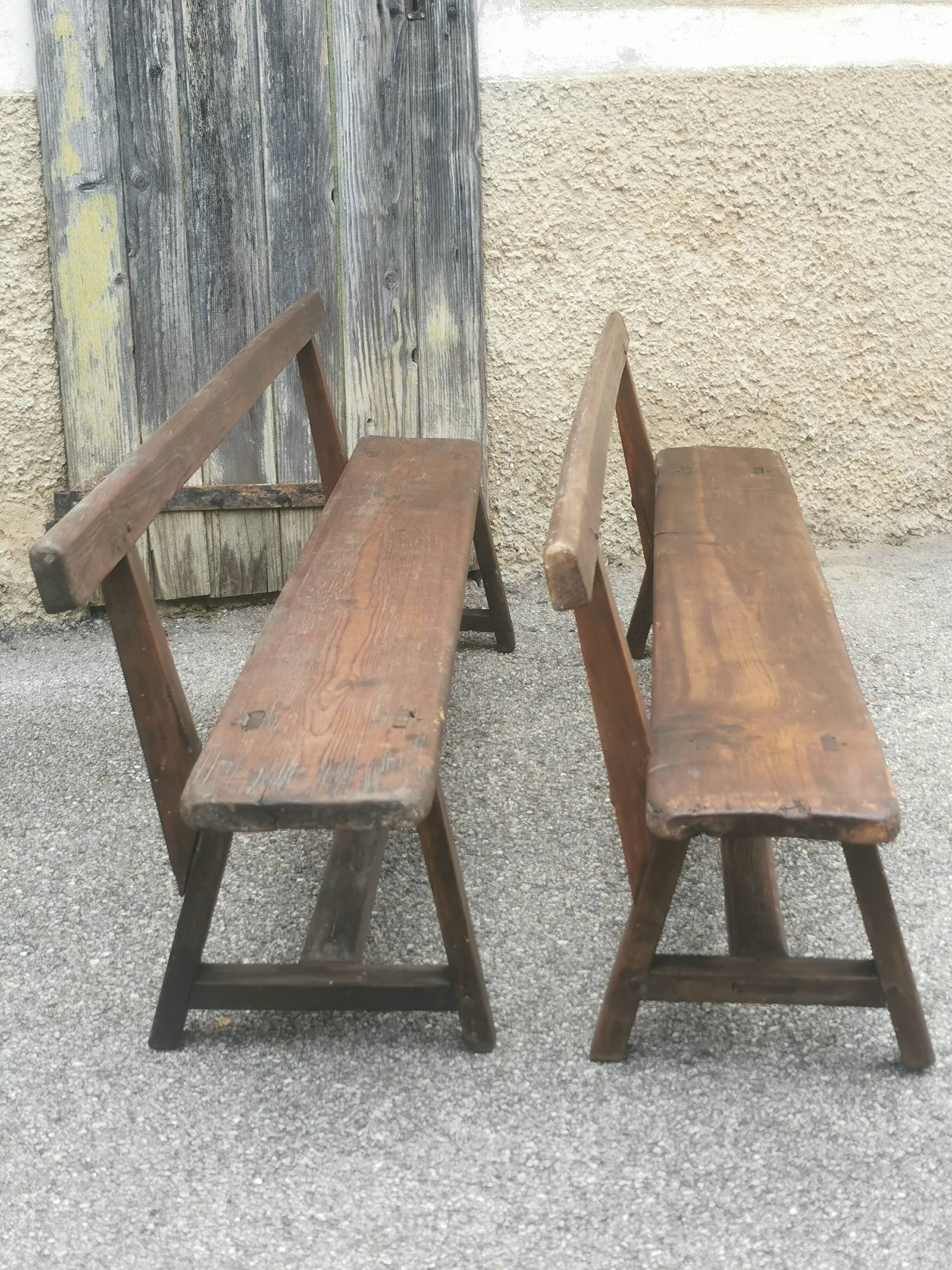 Pair of antique 19th century benches