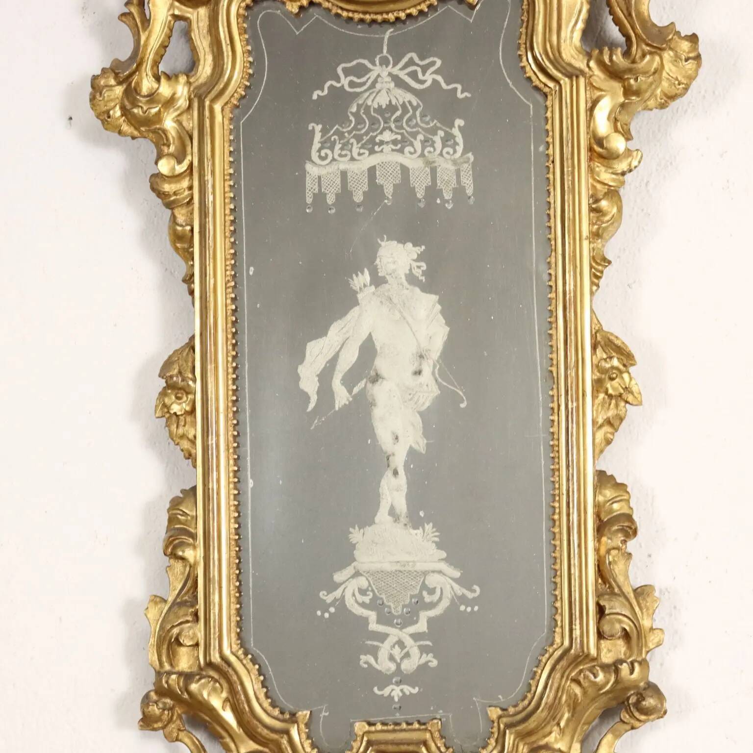 Antique baroque mirrors from the mid-18th century, mercury mirror.