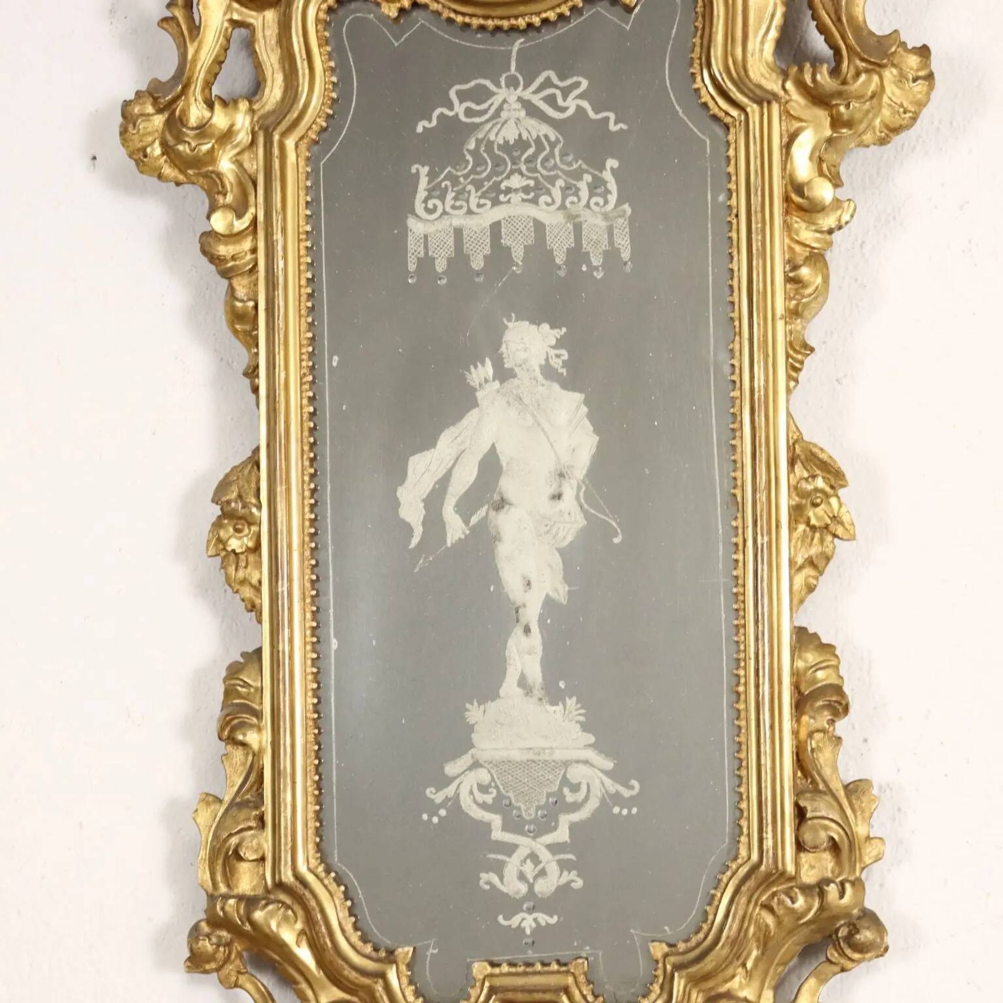 Antique baroque mirrors from the mid-18th century, mercury mirror.