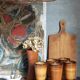 Five earthenware mazagrans from Saint-Amand vintages service"Meylan"