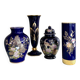 Cobalt blue vases collection, mid-century porcelain vases, vintage interior